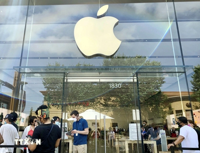 Một đại lý của Apple ở New York, Mỹ - Ảnh: Kyodo/TTXVN