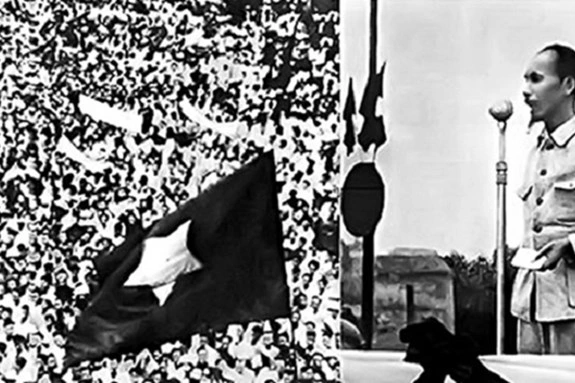 Ngày 2/9/1945, tại quảng trường Ba Đình, Chủ tịch Hồ Chí Minh đã đọc bản Tuyên ngôn Độc lập, khai sinh nước Việt Nam Dân chủ Cộng hòa. Ảnh tư liệu.  