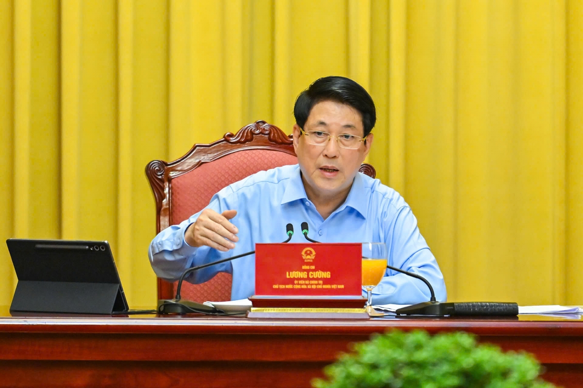 Chủ tịch nước Lương Cường phát biểu tại buổi làm việc