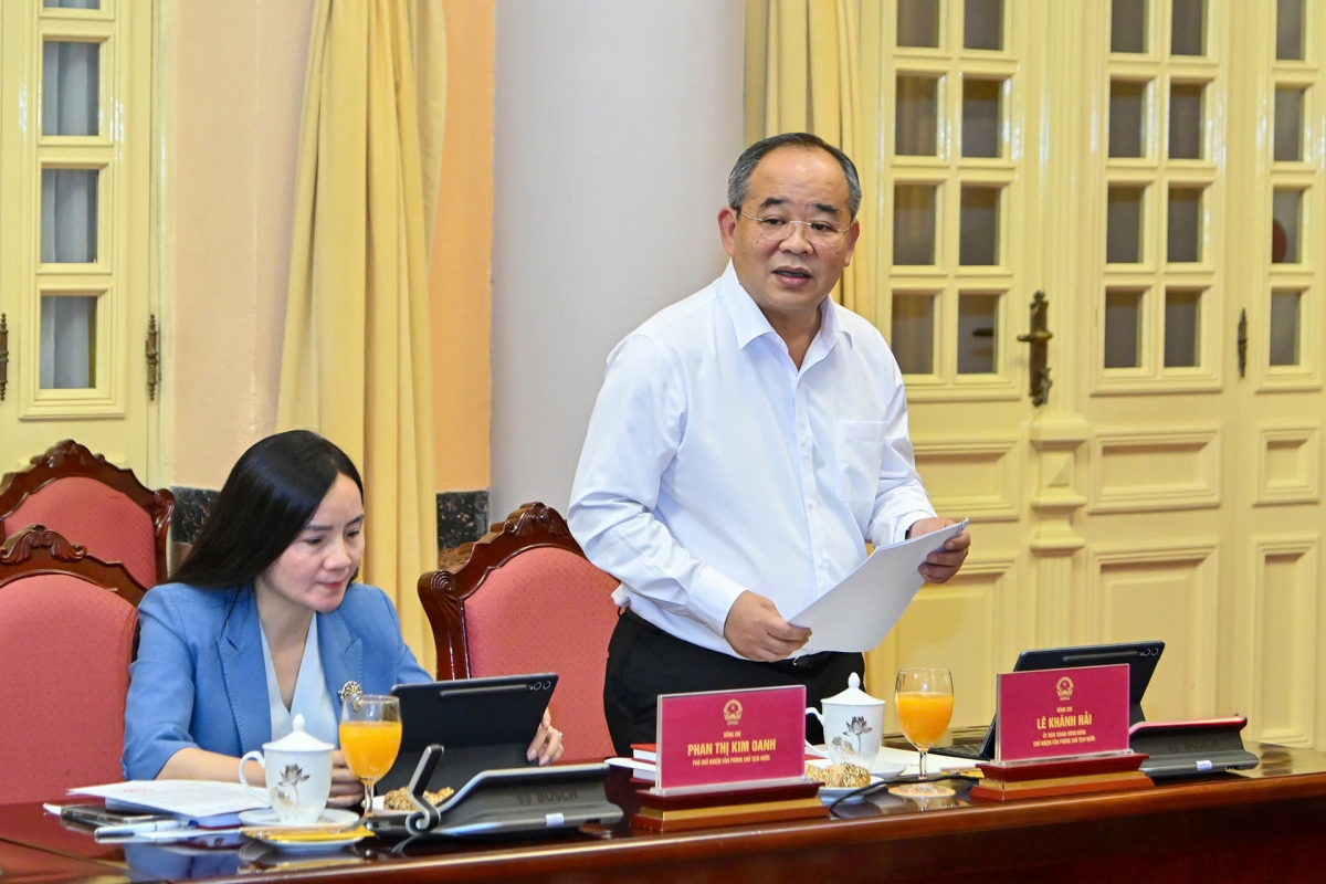 Chủ nhiệm Văn phòng Chủ tịch nước Lê Khánh Hải phát biểu tại buổi làm việc