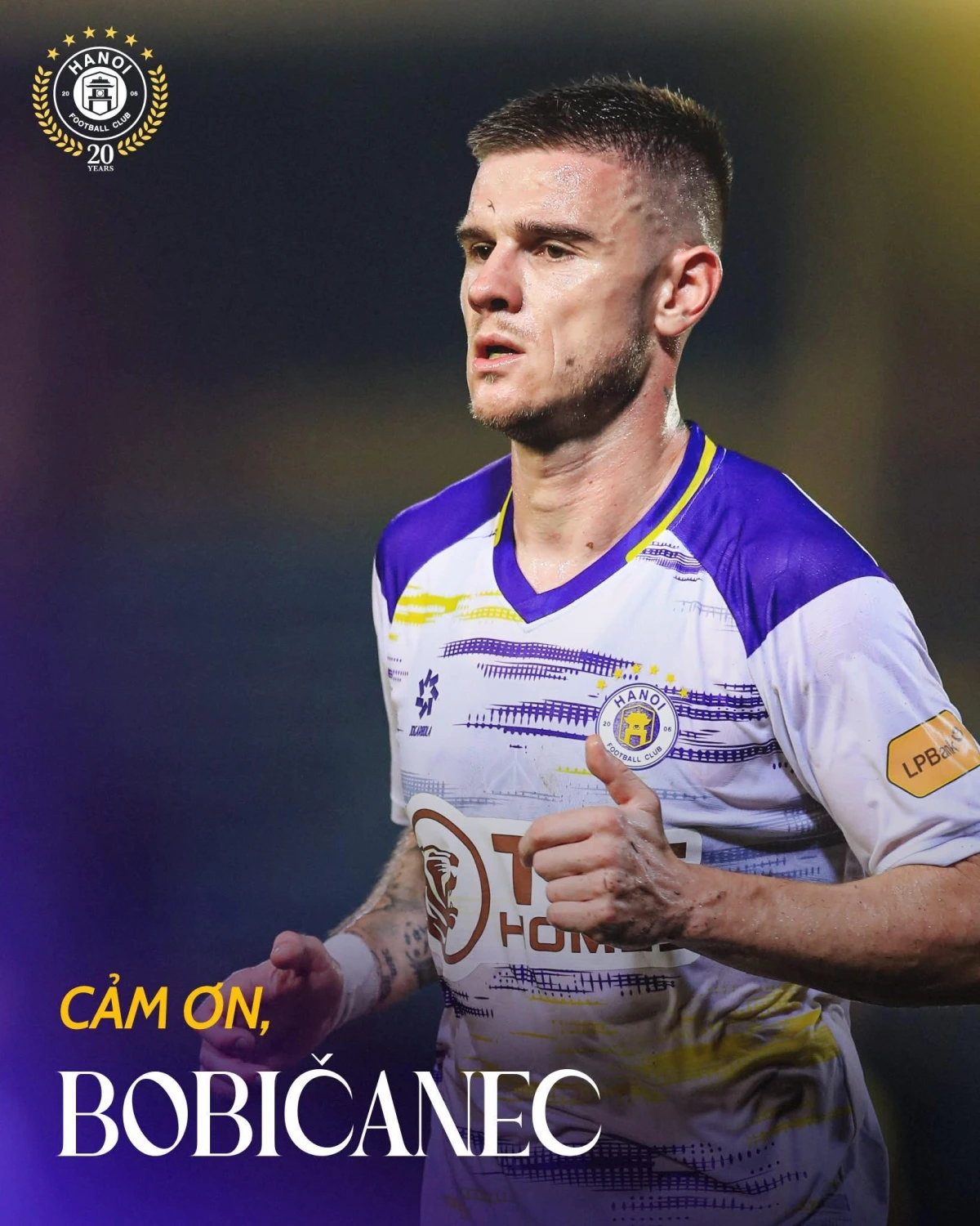 Hà Nội FC chính thức nói lời chia tay với Luka Bobicanec. (Ảnh: Hà Nội FC)