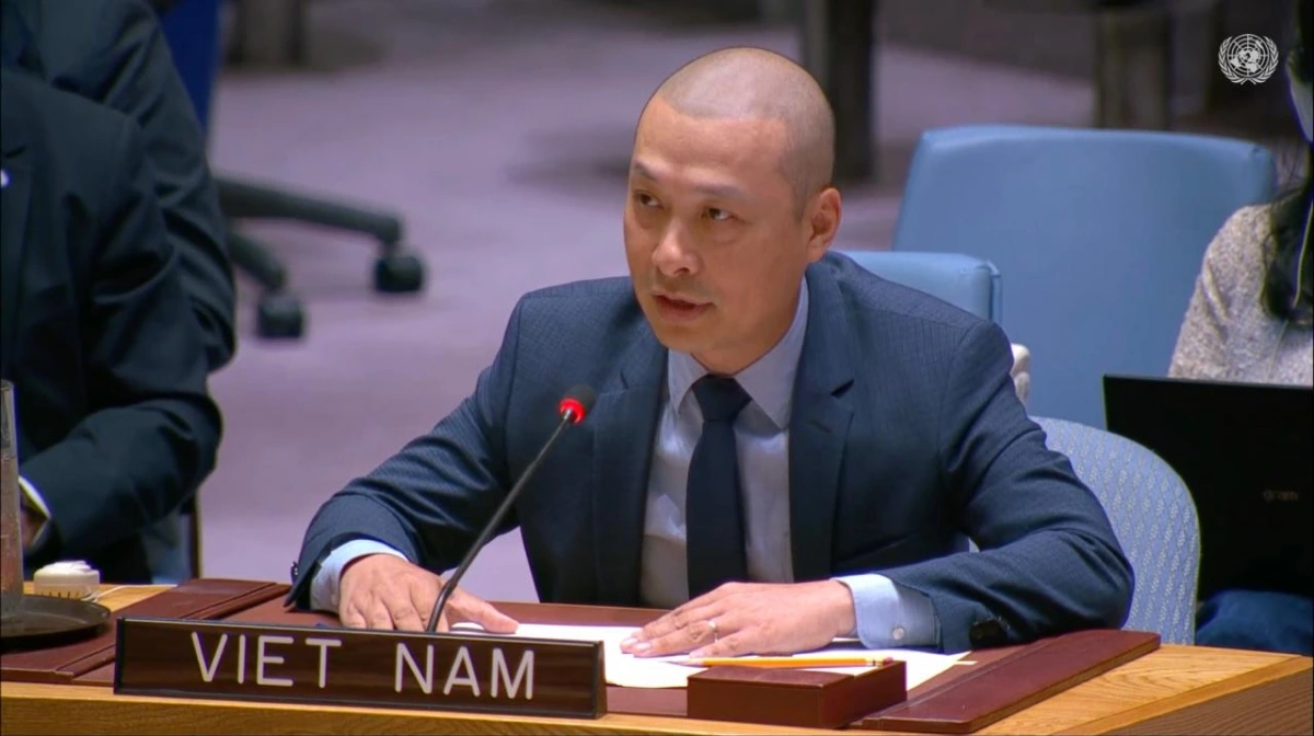 Công sứ Nguyễn Hoàng Nguyên, Phó Trưởng Phái đoàn thường trực Việt Nam tại Liên hợp quốc phát biểu tại sự kiện
