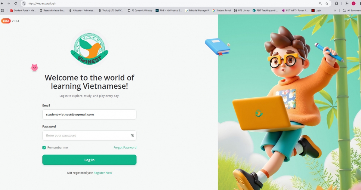Giao diện nền tảng VietNEST