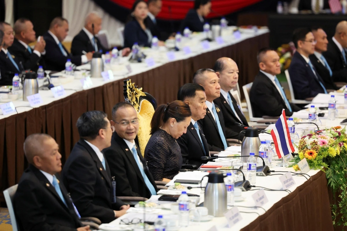 Đoàn Thái Lan tại phiên họp GBC Thái Lan - Campuchia tại Malaysia sáng 7/8/2025. Ảnh: Reuters