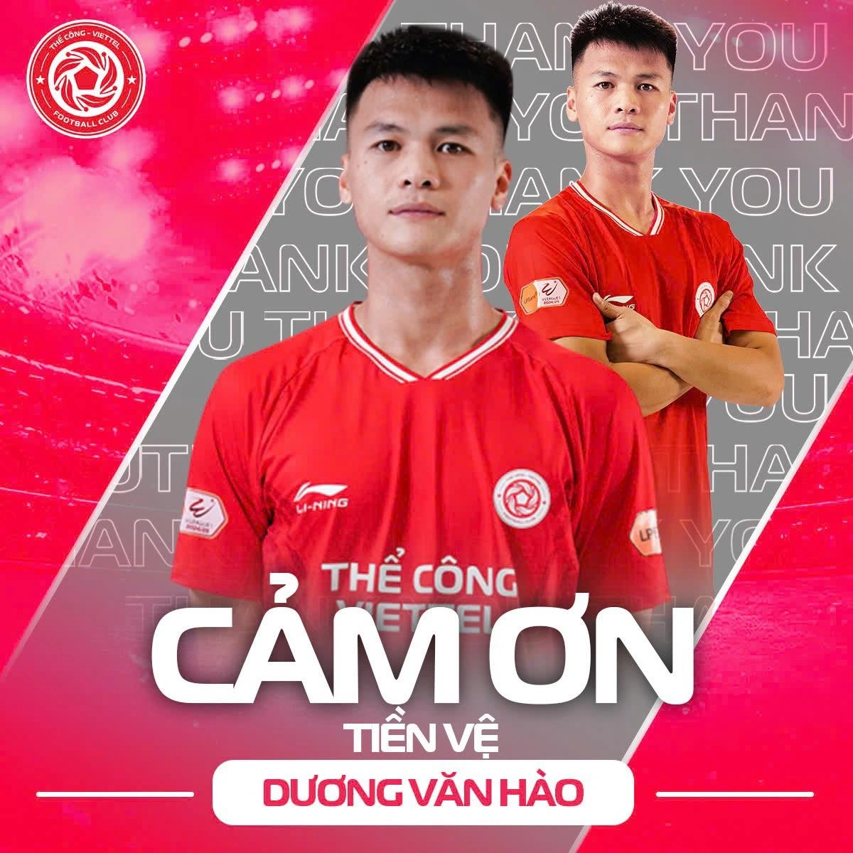 Thể Công Viettel chia tay Dương Văn Hào.