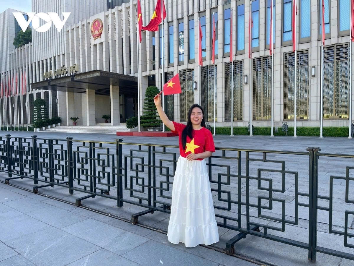 Nhu Quynh, a student from Binh Duong says she feels emotional after nearly 10 years of coming back to Hanoi as National Day celebration comes near.