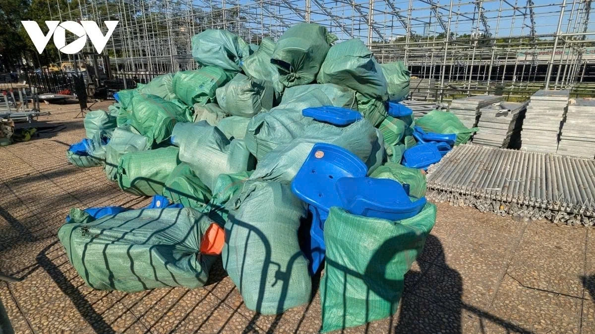 Plastic chairs are also being carefully prepared, ready to be installed to accommodate delegates and guests on September 2,