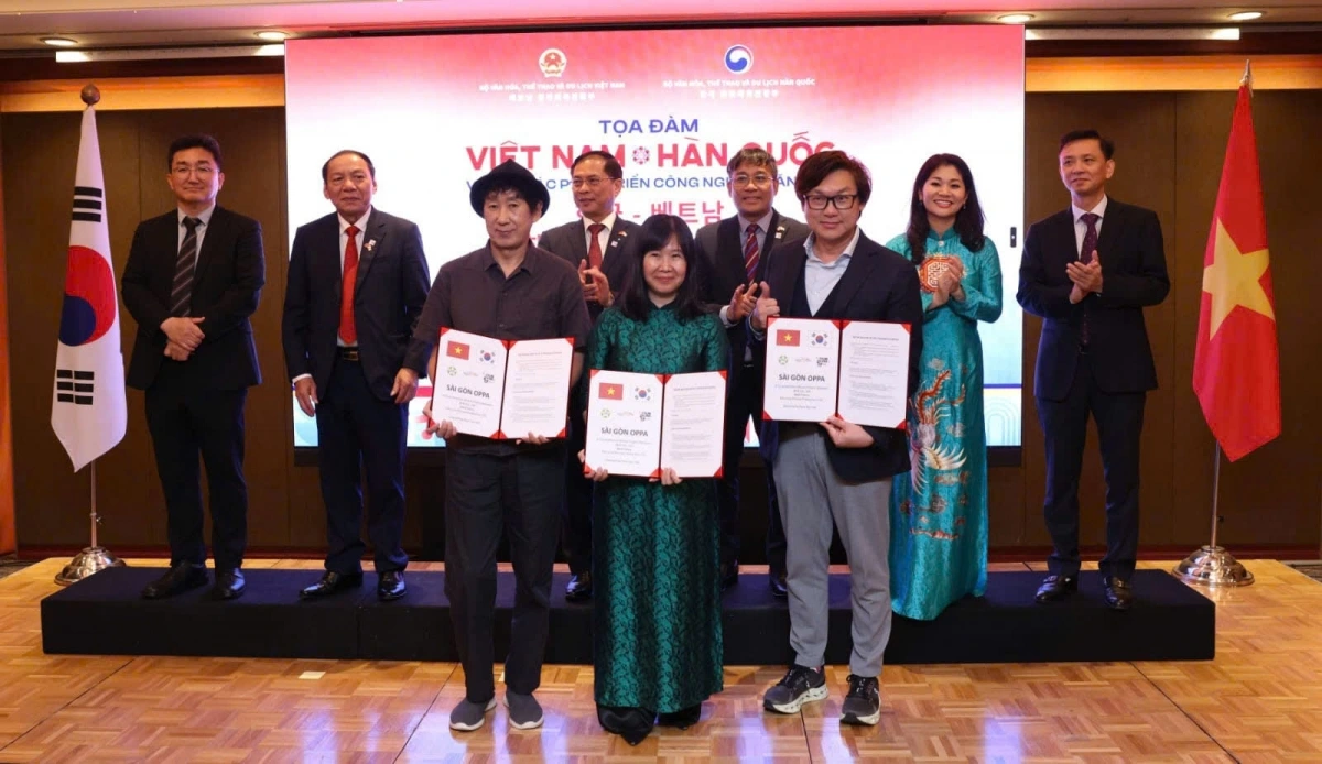 Lễ trao đổi các văn kiện hợp tác giữa Việt Nam - Hàn Quốc (Ảnh: Đại biểu nhân dân)