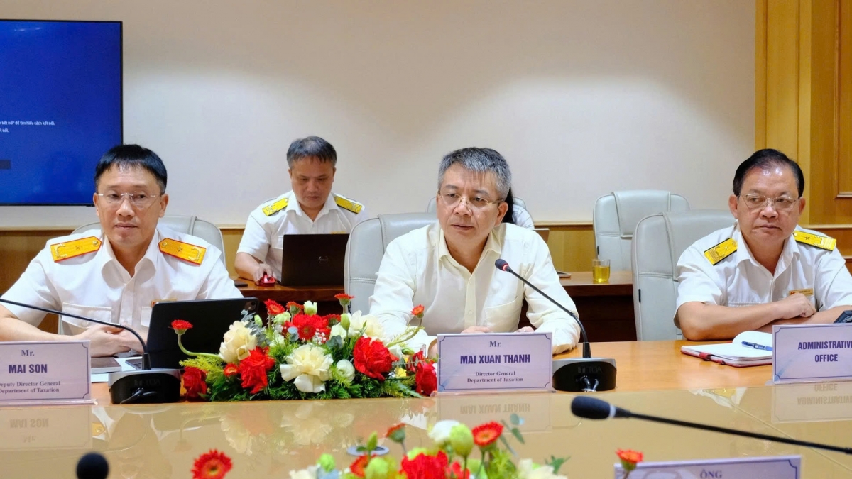 Cục trưởng Cục Thuế Mai Xuân Thành cùng lãnh đạo các đơn vị thuộc Cục đã tiếp và làm việc với đoàn đại biểu Tập đoàn An ninh kỹ thuật số 360