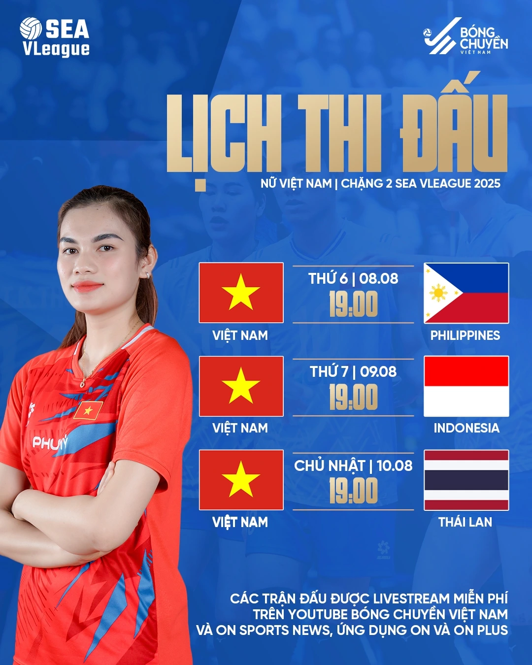 Lịch thi đấu chặng 2 SEA V-League 2025 (Ảnh: Bóng chuyền Việt Nam).