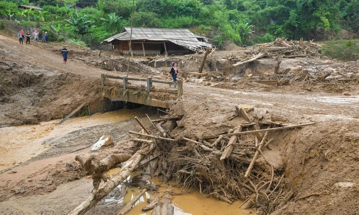 Một phần bản Háng Pu Xi (xã Xa Dung, tỉnh Điện Biên) bị cơn lũ quét tàn phá.