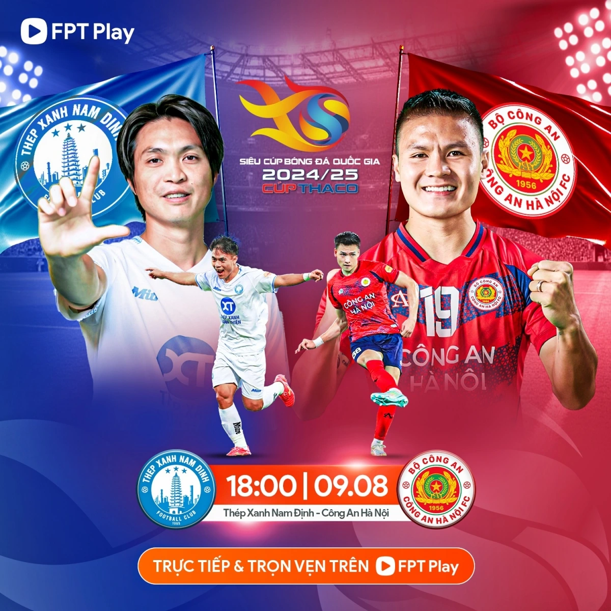 Nam Định so tài với CAHN vào lúc 18h hôm nay 9/8.