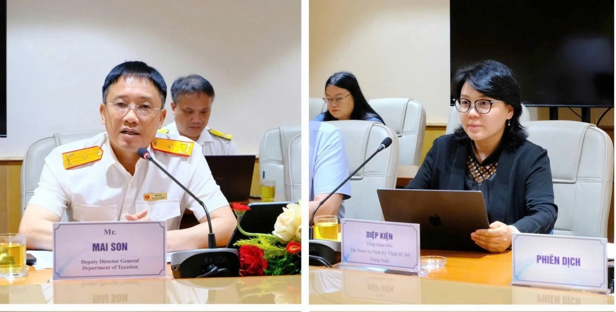 Phó Cục trưởng Mai Sơn và bà Diệp Kiện - Tổng Giám đốc Tập đoàn An ninh Kỹ thuật số 360 