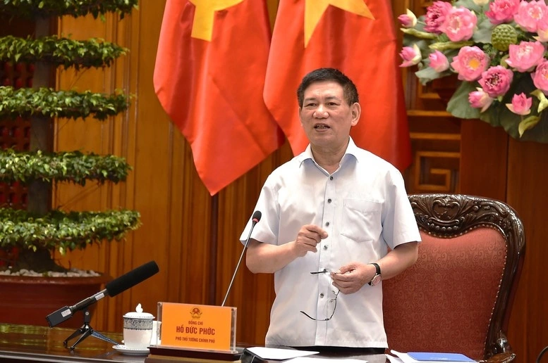 Phó Thủ tướng Hồ Đức Phớc đề nghị các hiệp hội, doanh nghiệp, đại diện các bộ ngành góp ý thẳng thắn, trách nhiệm để góp phần hoàn thiện dự án luật với chất lượng cao nhất trình cấp có thẩm quyền xem xét quyết định - Ảnh: VGP