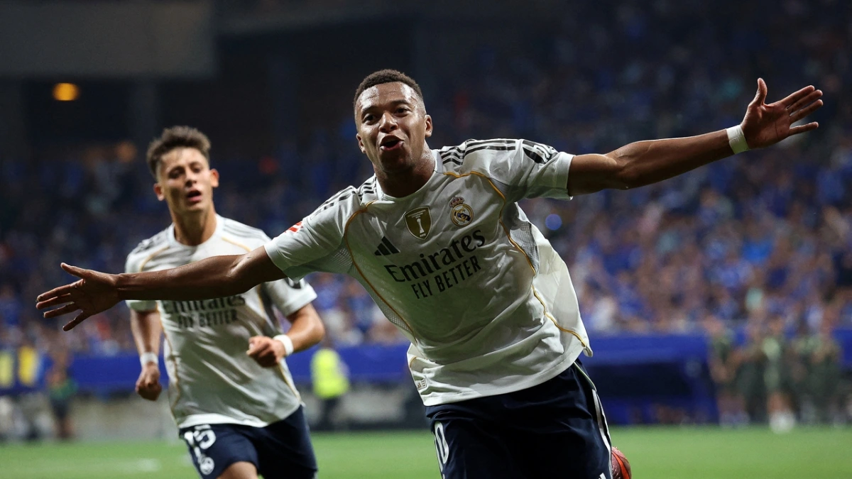 Kylian Mbappe ghi cú đúp giúp Real Madrid giành chiến thắng (Ảnh: Reuters)