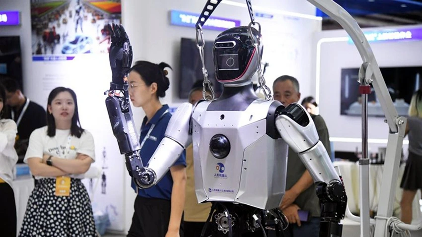 Một robot hình người được chụp tại Hội nghị Robot Thế giới năm 2024 ở Bắc Kinh - Ảnh: Tân Hoa xã