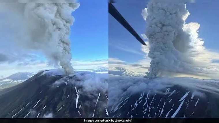Núi lửa Krasheninnikov tại Kamchatka bất ngờ phun trào. Ảnh: X