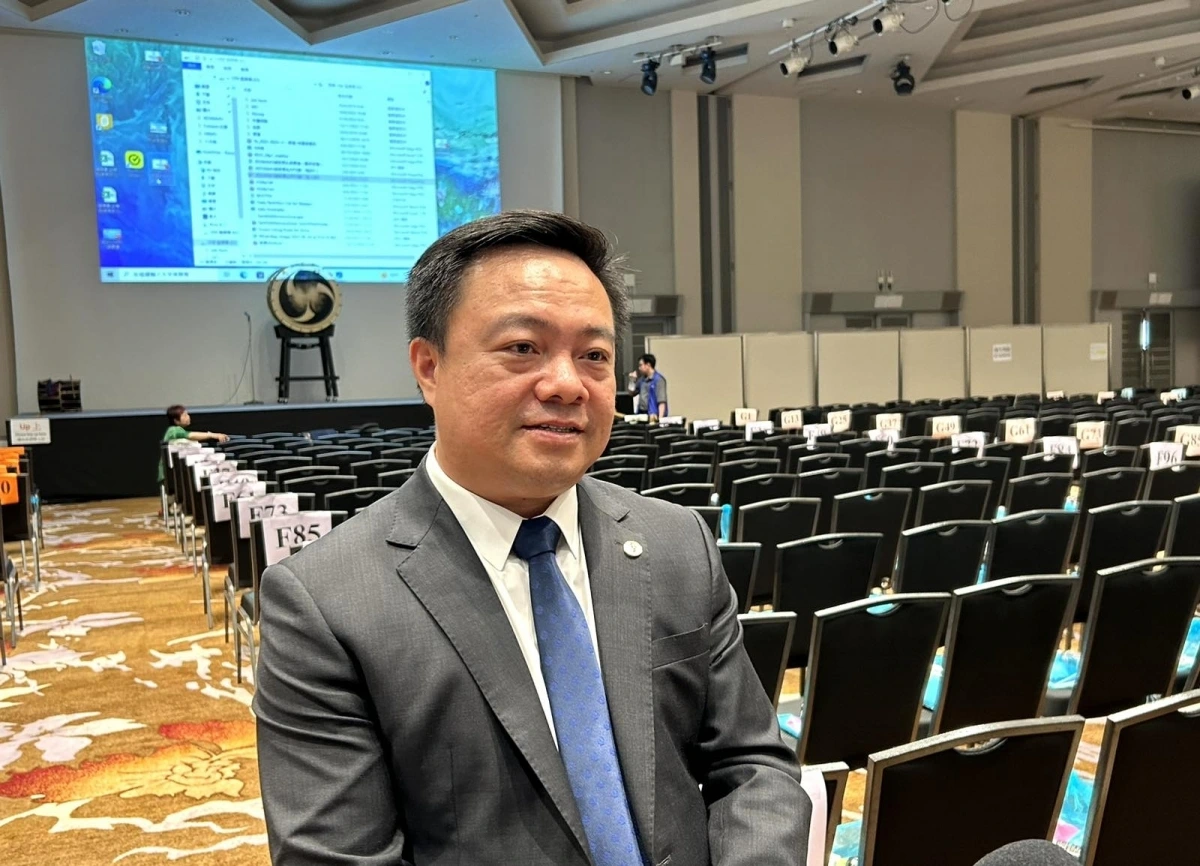 Ông Bùi Văn Phượng - Chủ tịch HĐQT Công ty Cổ phần Tiền Phong, Trưởng đoàn AIMO Việt Nam 2025 (ảnh: VOV Tokyo)