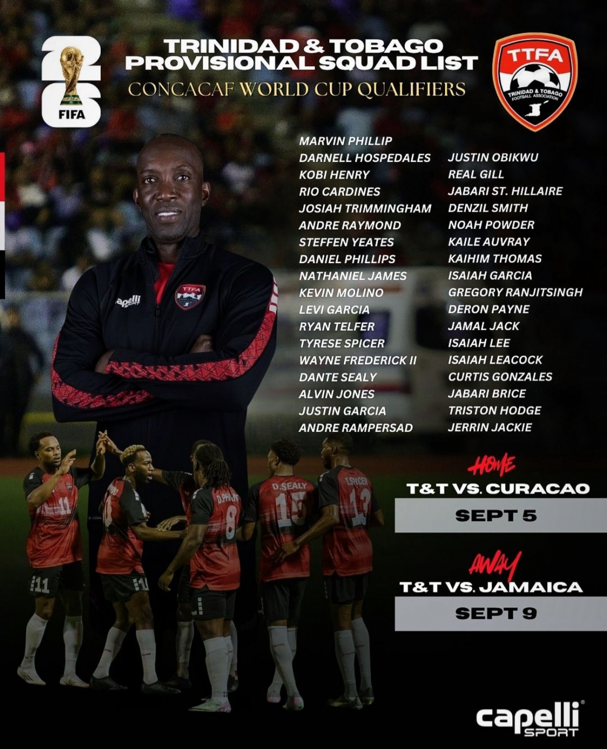 Dẫn dắt ĐT ĐT Trinidad và Tobago lúc này là Dwight Yorke, cựu tiền đạo huyền thoại của MU. 
