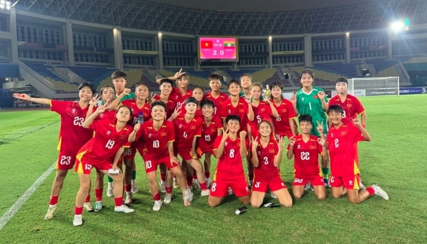 Vietnam’s U16 women team advances to 2025 Southeast Asian Championship semifinals (Photo: VFF)