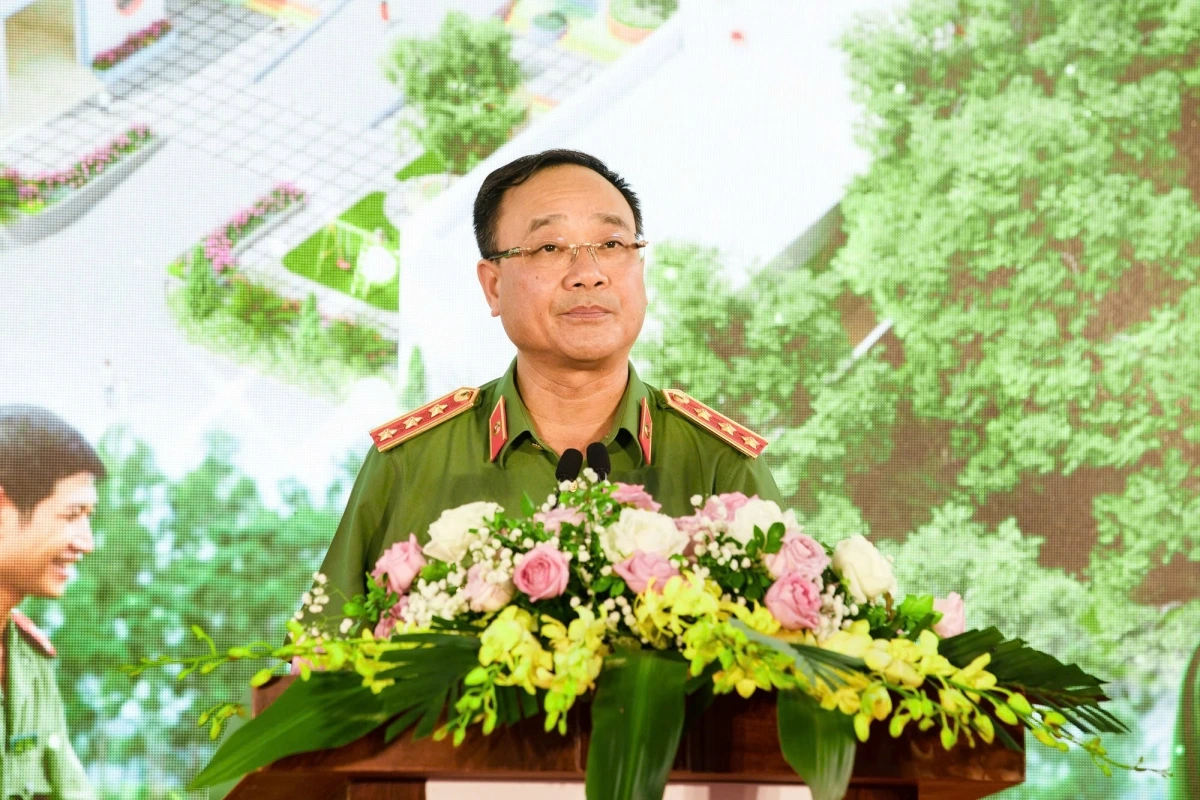 Thượng tướng Phạm Thế Tùng - Uỷ viên Ban Thường vụ Đảng ủy Công an Trung ương, Thứ trưởng Bộ Công an phát biểu tại buổi lễ.
