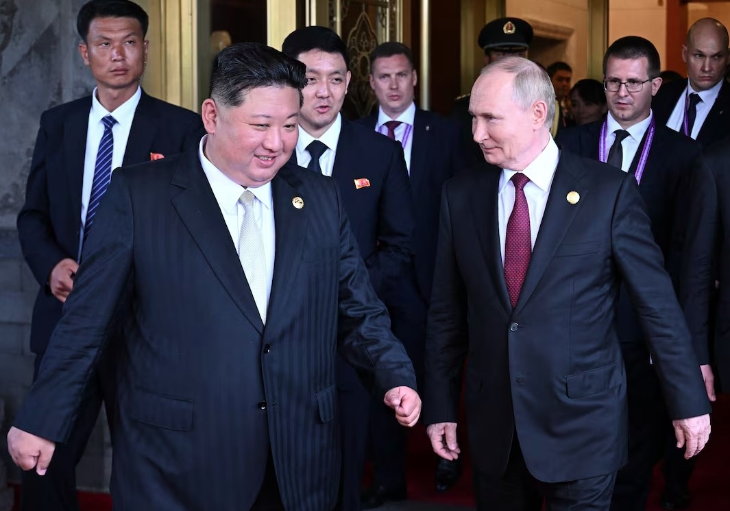 Nhà lãnh đạo Triều Tiên Kim Jong Un và Tổng thống Nga Vladimir Putin. Ảnh: Reuters