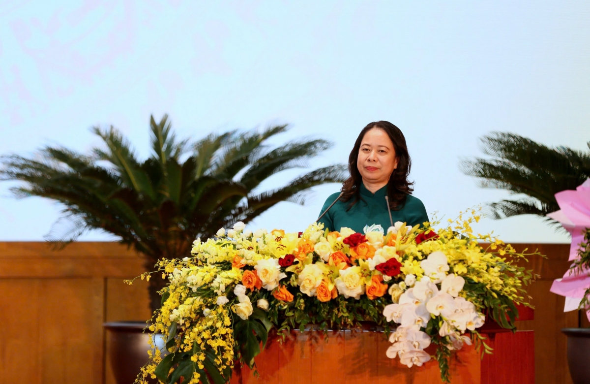 Bà Võ Thị Ánh Xuân, Phó Chủ tịch nước phát biểu tại Hội nghị thi đua yêu nước tỉnh Quảng Ninh lần thứ VI