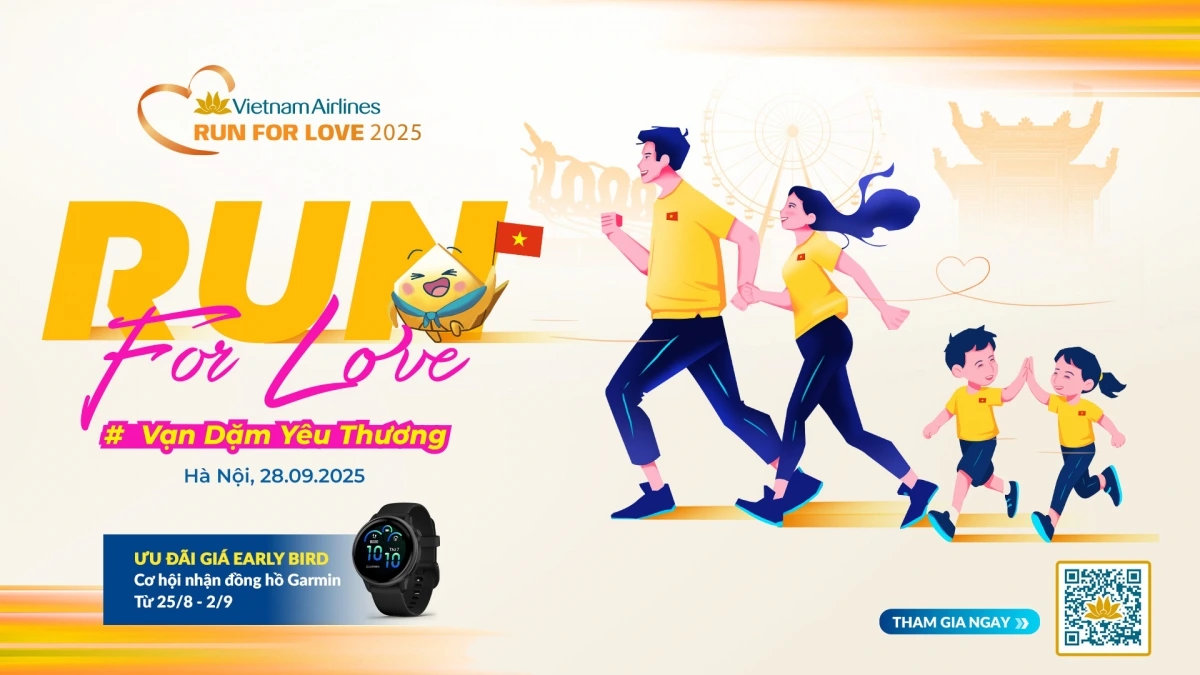 Không chỉ tiếp sức, khu gian hàng của giải chạy Run For Love 2025 còn là nơi kết nối, giúp mọi người tham gia thư giãn, chia sẻ niềm vui cùng gia đình và bạn bè. (Ảnh: VNA).