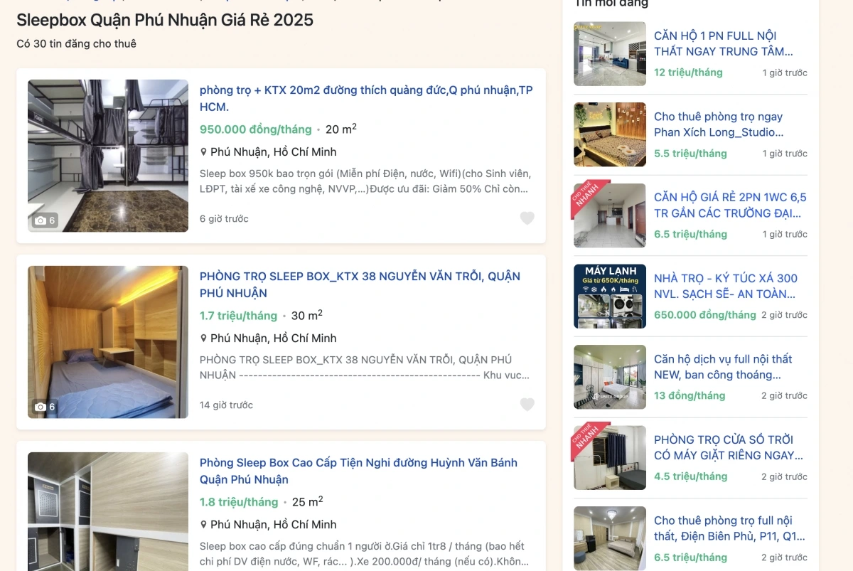 Hàng nghìn hộp ngủ được quảng cáo thu hút người thuê trên MXH