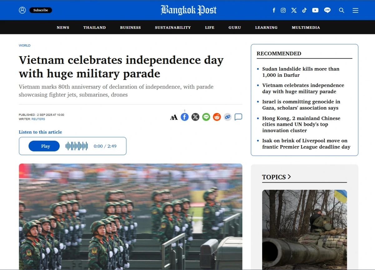 Ảnh chụp màn hình báo Bangkok Post