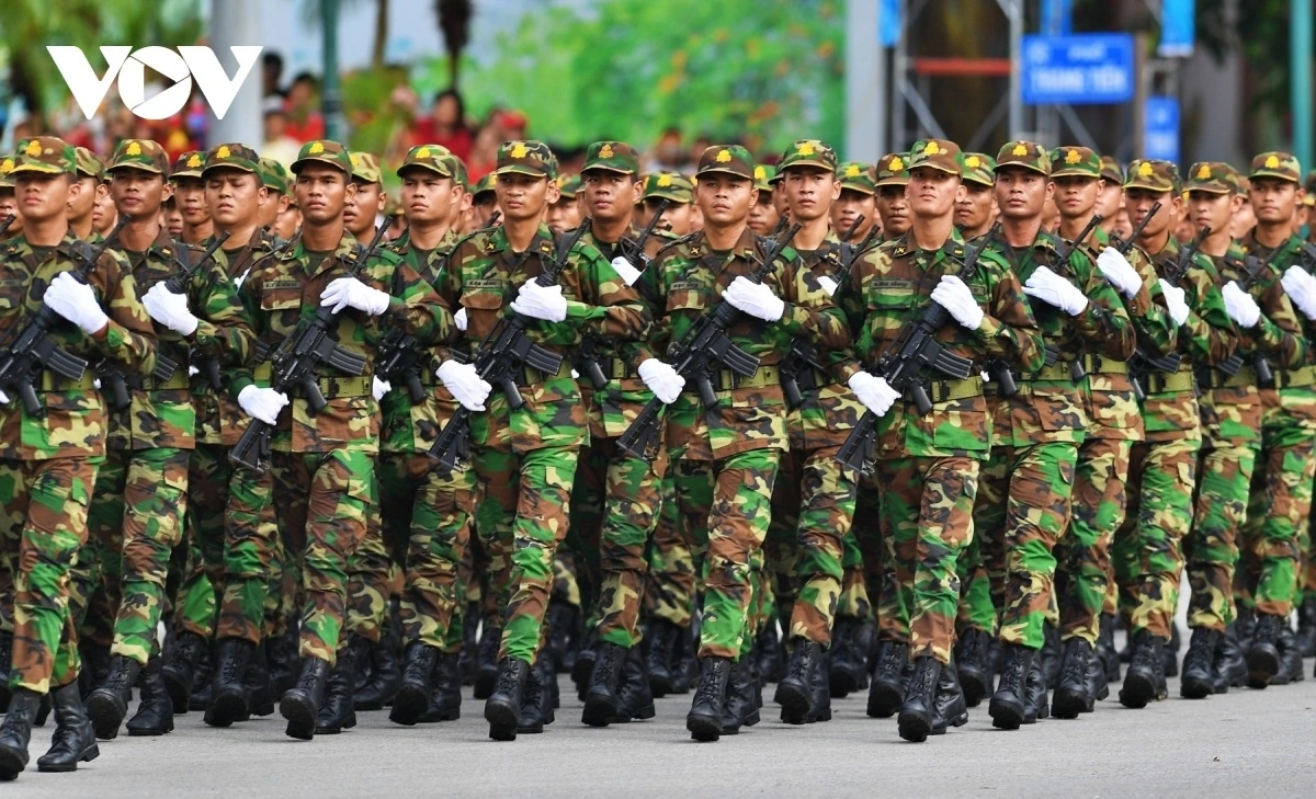 Đoàn quân nhân Campuchia cũng góp mặt với 120 chiến sĩ trong lễ tổng duyệt diễu binh, diễu hành sáng 30/8.
