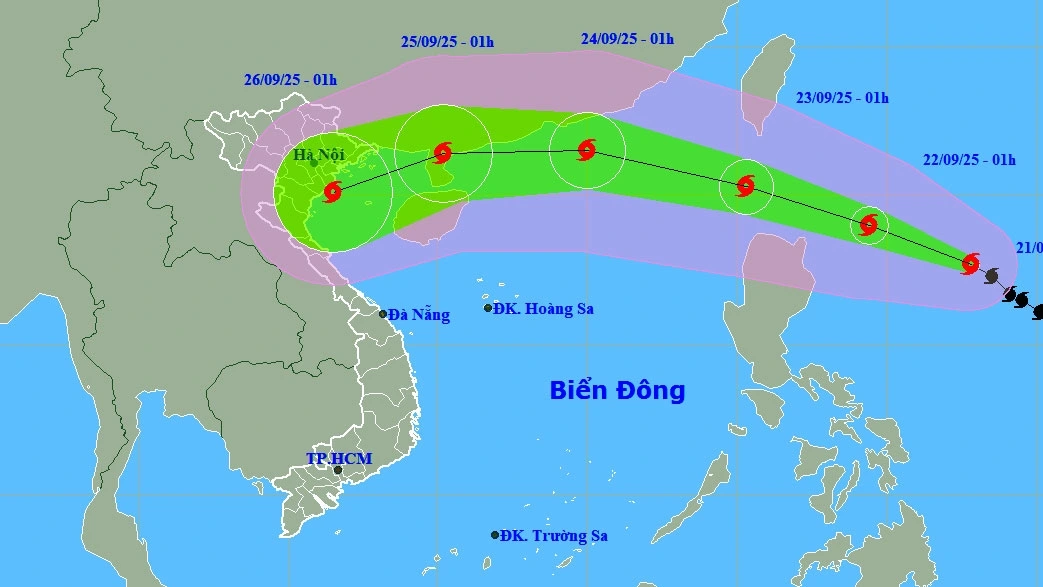 Vị trí và hướng đi của bão RAGASA lúc 1h00 sáng 21/9