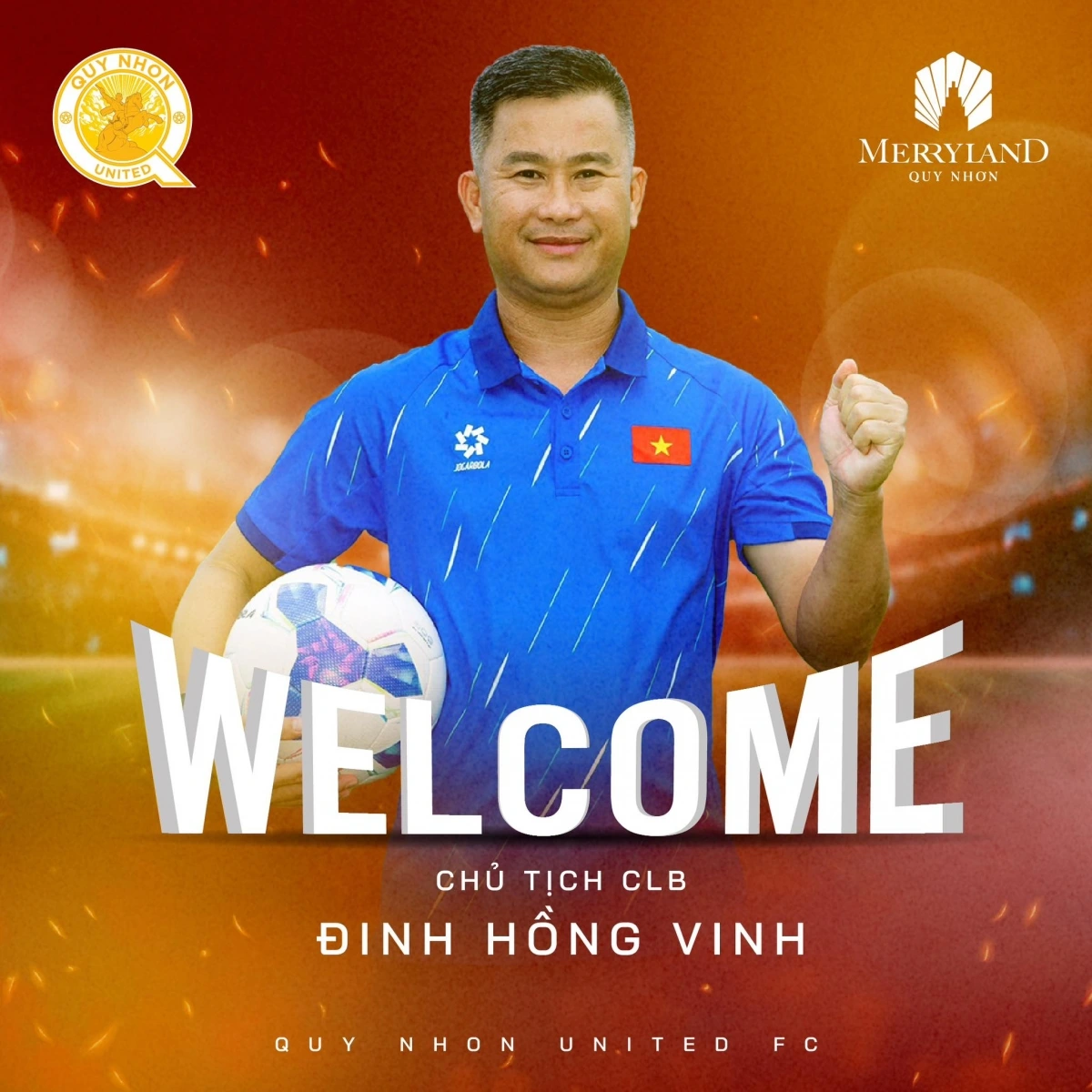 Ông Đinh Hồng Vinh được bổ nhiệm là Chủ tịch CLB Quy Nhơn United.