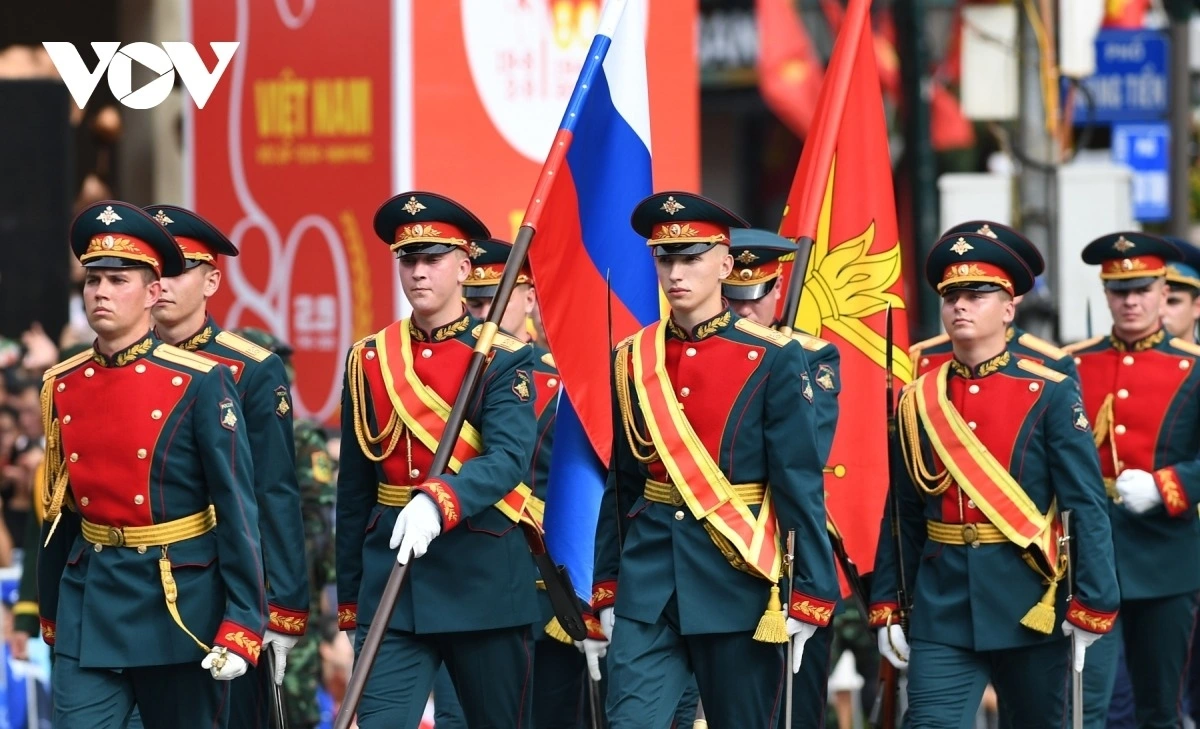 Đoàn Nga trong lễ tổng duyệt diễu binh, diễu hành sáng 30/8