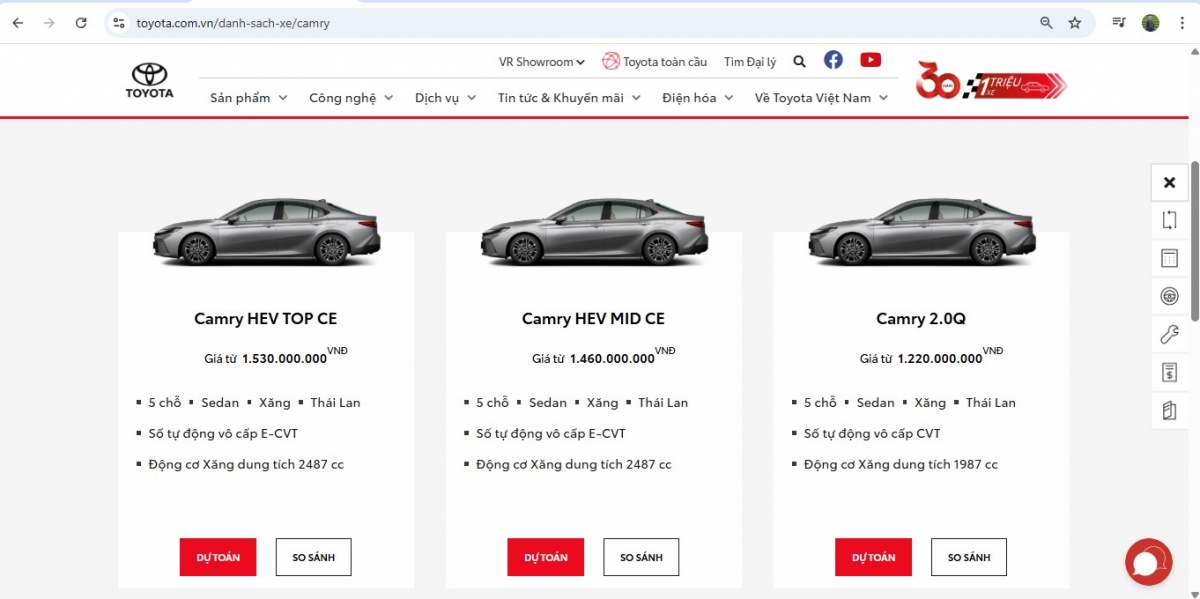 Giá xe Camry