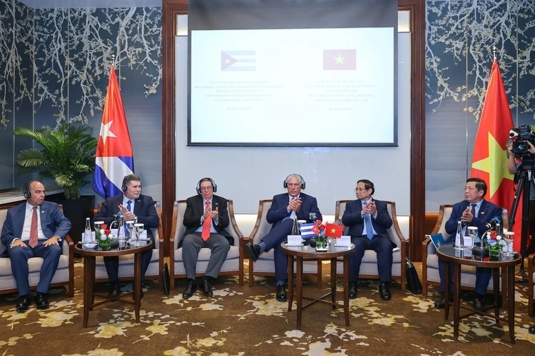 Thủ tướng Phạm Minh Chính cùng Bí thư thứ Nhất, Chủ tịch nước Cuba gặp gỡ các doanh nghiệp để trao đổi, thúc đẩy hợp tác thương mại, đầu tư. Nguồn: Báo điện tử Chính phủ