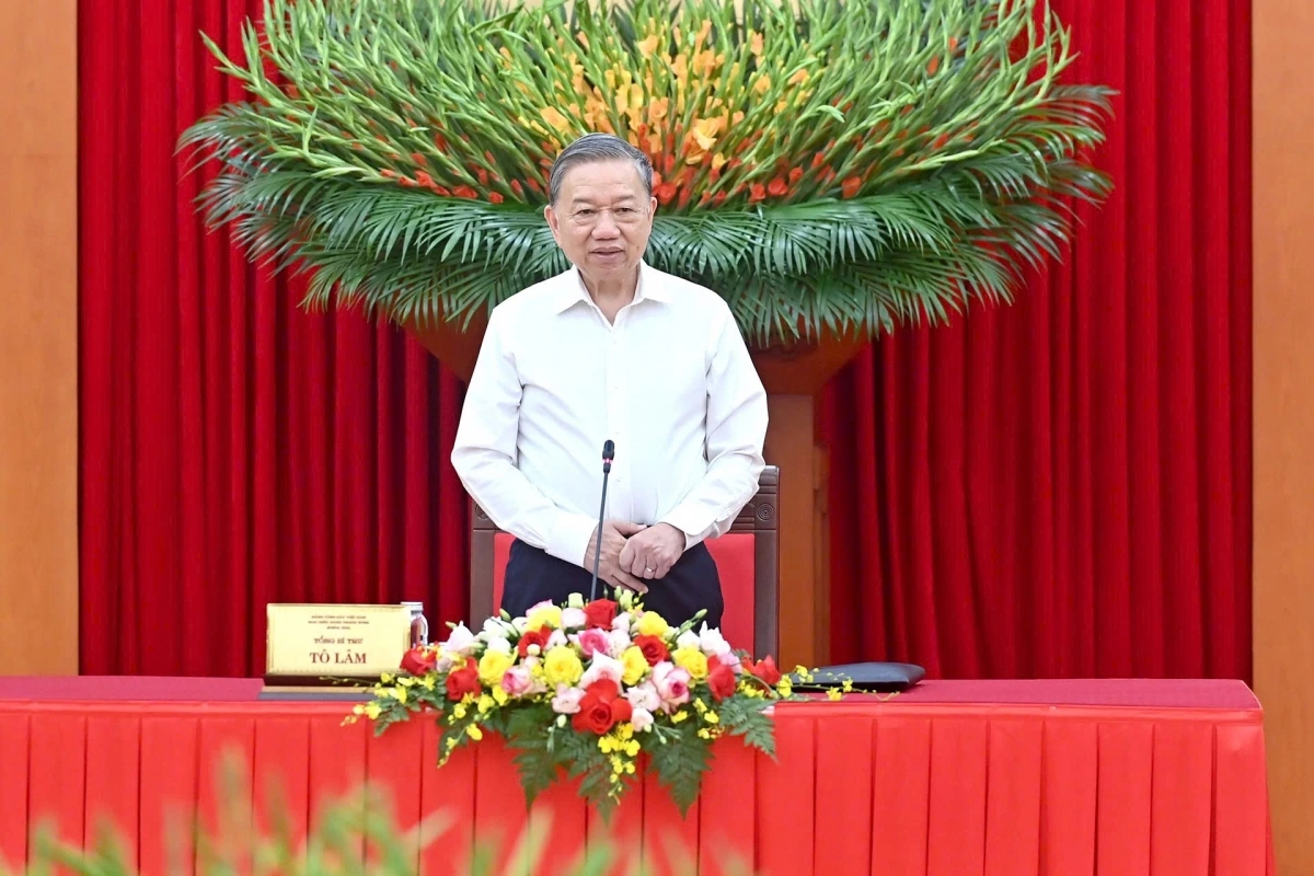 Tổng Bí thư Tô Lâm phát biểu tại buổi làm việc