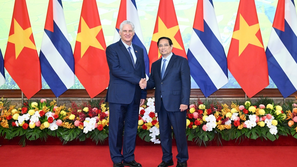 Bí thư Thứ nhất Trung ương Đảng Cộng sản, Chủ tịch nước Cuba Miguel Diaz Canel đã hội kiến với Thủ tướng Chính phủ Phạm Minh Chính.