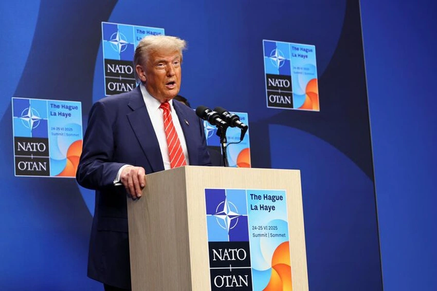 Tổng thống Trump tại một cuộc họp của NATO. Ảnh: Reuters.
