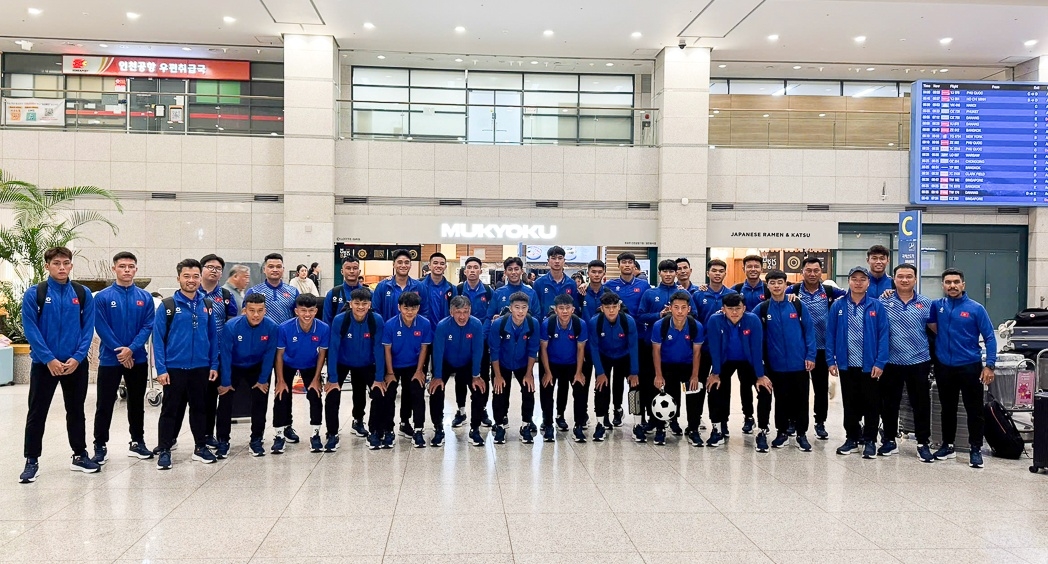 U18 Việt Nam có mặt tại Hàn Quốc, sẵn sàng tranh tài tại Seoul Eou Cup 2025. (Ảnh: VFF)