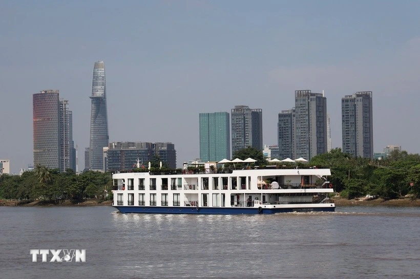 A luxury cruise ship carrying visitors along the Saigon River in Ho Chi Minh City