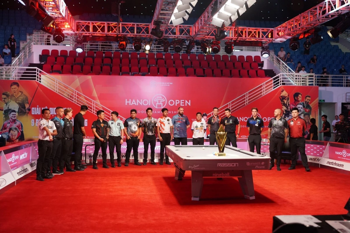  Top 16 elite cueists at the 2025 Hanoi Open Pool Championship (Photo: baotintuc.vn)