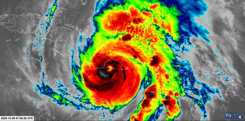 Bão Melissa đổ bộ Cuba trở thành siêu bão cấp 3. Ảnh: NOAA