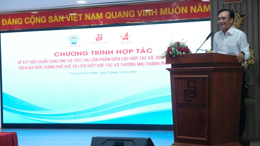 Ông Nguyễn Ngọc Thắng, Phó Tổng Giám đốc Saigon Co.op, nhấn mạnh sự kiện là bước cụ thể hóa hợp tác với doanh nghiệp Huế và Saigon Co.op