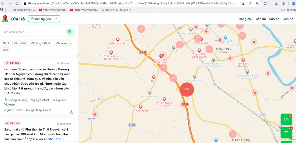 Thông tin cứu hộ thu hút được lượng lớn người truy cập, giúp các đội cứu hộ nắm được địa bàn cần giúp đỡ