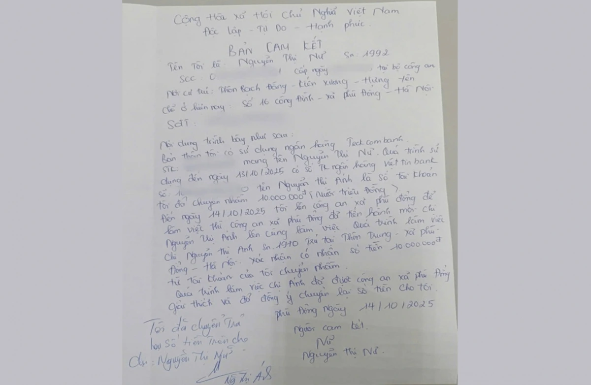 Cam kết có chữ ký của cả hai công dân