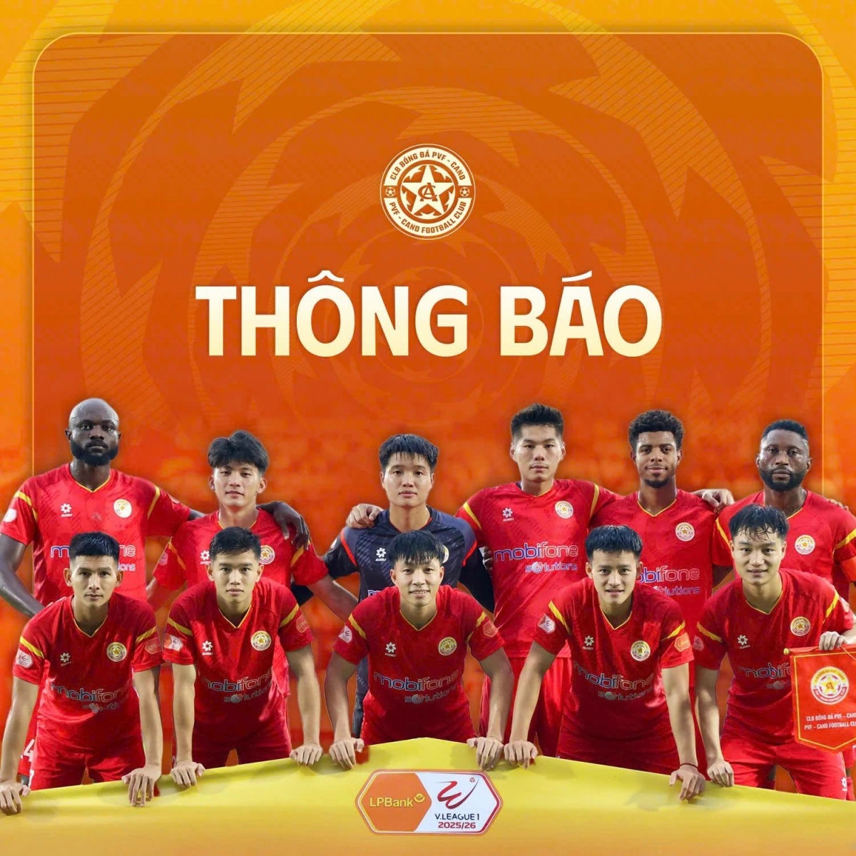 CLB PVF-CAND thông báo quyết định tạm hoãn việc tổ chức cổ vũ ở trận đấu với Hà Tĩnh tại vòng 6 V-League 2025/2026. Toàn bộ chi phí dự kiến dành cho hội CĐV đi cổ vũ như thường lệ sẽ được gửi trọn vẹn tới Quỹ Mặt trận Tổ quốc tỉnh Hà Tĩnh.