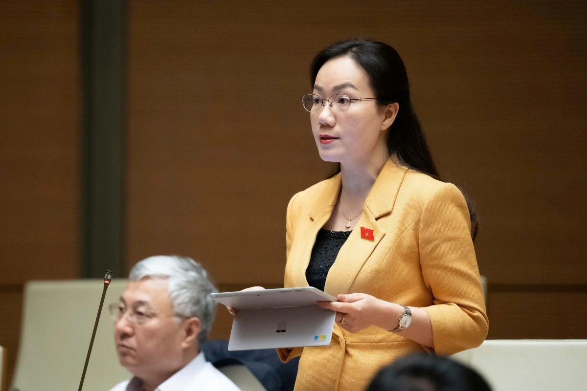 Đại biểu Đỗ Thị Việt Hà đề nghị Chính phủ tiếp tục tập trung, quyết liệt trong việc thực hiện có hiệu quả Nghị quyết số 66 của Bộ Chính trị và Nghị quyết số 197 của Quốc hội. Ảnh Quốc hội