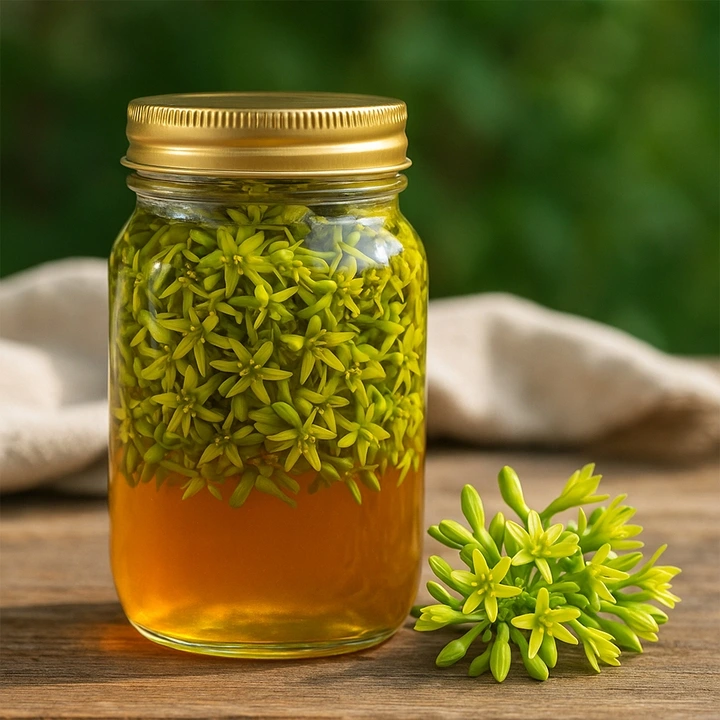 Hoa đu đủ đực ngâm mật ong trị ho, viêm họng
