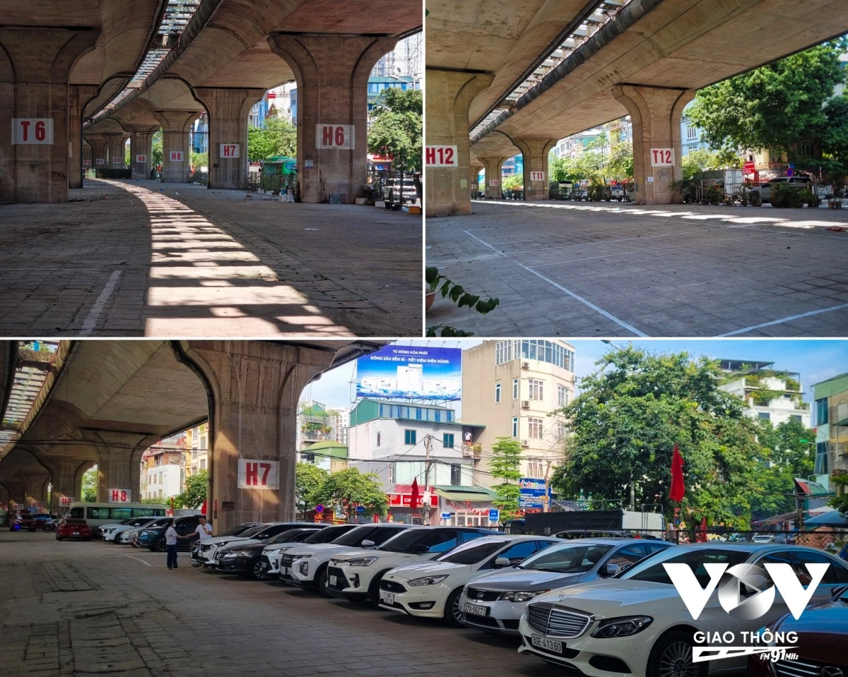 Bãi xe trải dài từ vị trí trụ cầu T1 đến T14 (H1-H14) cũng đã không còn xuất hiện nữa